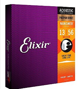 Encordoamento Elixir Violão Nanoweb 013 Phosphor Bronze – Modelo 16102