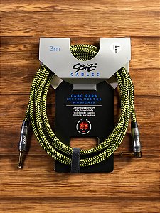 Cabo Seizi Cable Energy P10 x P10L para Guitarra / Violão / Baixo / Ukulele – Yellow & Black- 3m