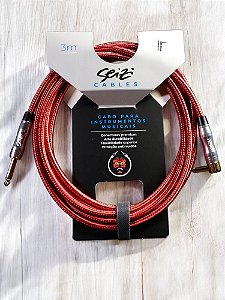 Cabo Seizi Cable Energy P10 x P10L para Guitarra / Violão / Baixo / Ukulele – Red & Black- 3m