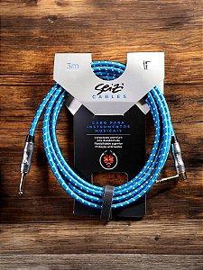 Cabo Seizi Cable Energy P10 x P10L para Guitarra / Violão / Baixo / Ukulele – Blue & White – 3m
