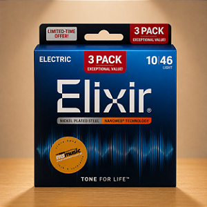 ENCORDOAMENTO ELIXIR GUITARRA PACK 3 JOGOS NANOWEB 0.10