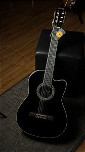 VIOLAO CLASSICO ELETRO-ACUSTICO LORENZZO 39 - SLIM CUTAWAY - NYLON PRETO VTLSC1954P