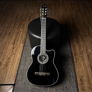 VIOLAO CLASSICO ELETRO-ACUSTICO LORENZZO 39 - SLIM CUTAWAY - NYLON PRETO VTLSC1954P