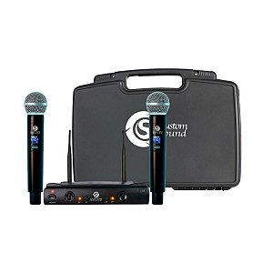 Microfone Sem Fio Duplo Custom Sound CW-40W UHF 48 Canais