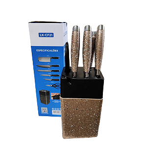 Kit Jogo De Facas 7  Peças Aço Inoxidável Cutelo
