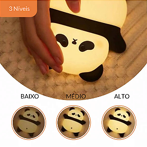 Luminária Panda Abajur Noturno Toque Fofo Recarregável