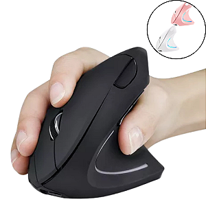 Mouse Vertical Sem Fio Wireless E Bluetooth Recarregavel Usb