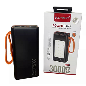 Carregador Portátil 30000mah Turbo 22.5w Com Lanterna Bivolt