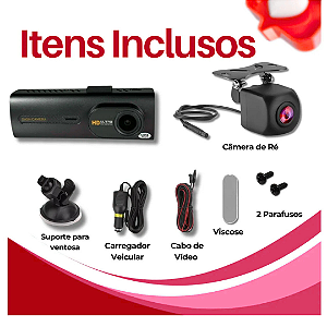Câmera Painel Frontal Interna E Ré, Wifi Carro 2.5k Quad Hd