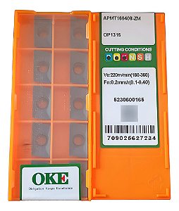 Inserto Pastilha Fresamento Apmt160408 Zm Op1315 Oke 10un