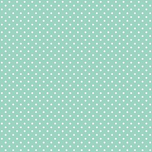Tricoline 100% Algodão Poa Verde Bebe com Bolinhas Brancas