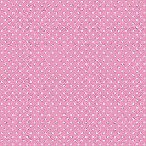 Tricoline 100% Algodão Poa Rosa Bebe com Bolinhas Brancas