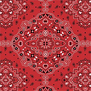 Tecido Tricoline Estampa Bandana Vermelho com Preto