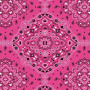 Tecido Tricoline Estampa Bandana Pink com Preto