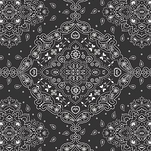 Tricoline 100% Algodão Bandana Preta com Branca