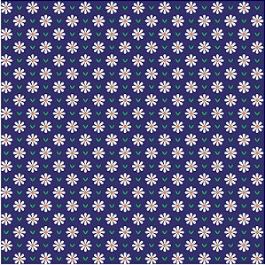 Tecido Tricoline Estampa Mini Margarida Azul Marinho