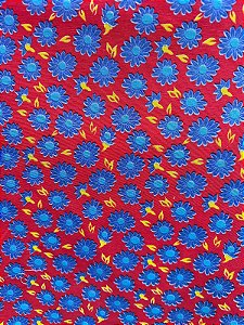 Tecido Chita Estampada Margarida Azul 1 Metro