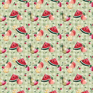 Tricoline Digital Fuxicos e Fricotes Frutas