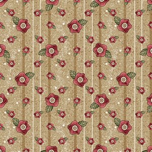 Tricoline Digital  Fuxicos e Fricotes Mini Floral Caramelo