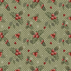 Tricoline Digital Fuxicos e Fricotes Natal Azevinhas Fundo Verde