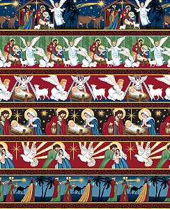 Tricoline Barrado Natal Presepio 55cm x 1,50mt