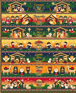 Tricoline Barrado Natal Semaninha Presepio Noel 55cm x 1,50mt
