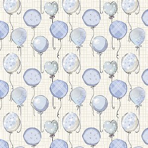 Tricoline Digiltal Baloes Baby Azul