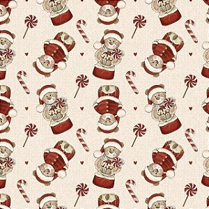 Tricoline Digital Fuxicos e Fricotes Ursos e Doces de Natal