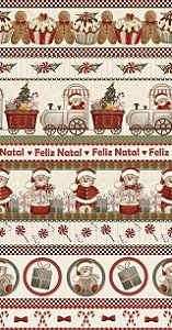 Tricoline Digital Fuxicos e Fricotes Barrado Ursos de Natal