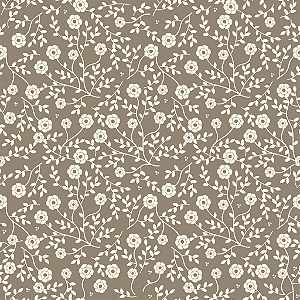 Tecido Tricoline Floral e Arabesco Bege 50cm X 1,50 Largura
