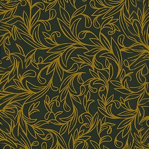 Tecido Tricoline Digital Natal Arabesco Verde com Dourado
