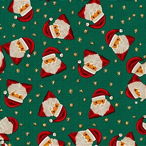 Tecido Tricoline Digital Natal Carinhas Papai Noel