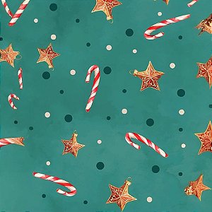 Tecido Tricoline Digital Natal Estrelas Natalinas