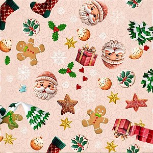 Tecido Tricoline Digital Natal Botas Natalinas