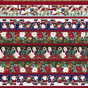 Tricoline Barrado Digital Natal Papai Noel 55cm X 1.50 Largura