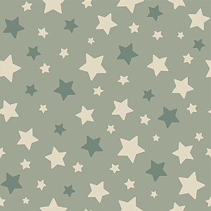 Tecido Tricoline Estampada Estrela Fundo Verde 50cm X 1,50Largura