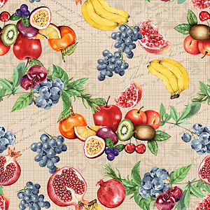 Tecido Tricoline Estampado Cozinha Frutas 50cm X 1,50Largura