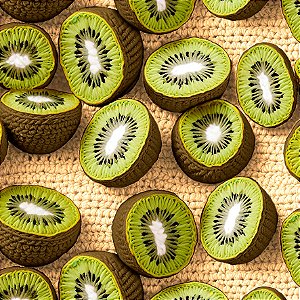 Tecido Tricoline Digital 3D Kiwi 50cm X 1.50 Largura