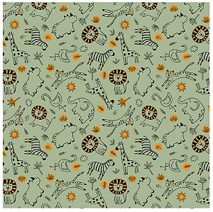 Tecido Tricoline Safari Fundo Verde Menta