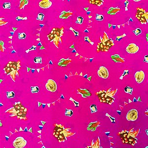 Tecido Chita Estampada Junina Pink 1 Metro