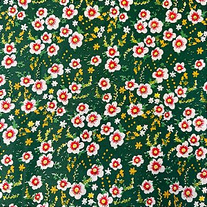 Tecido Chita Estampada Floral Verde 1 Metro