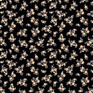 Tecido Tricoline Floral Fundo Preto 50cm X 1.50Largura