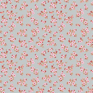 Tricoline Floral Fundo Azul 50cm x 1.50