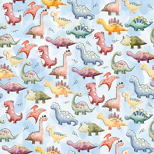 Tricoline Estampa Infantil Dinossauros 50cm X 1.50Largura