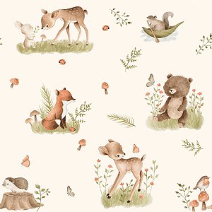 Tricoline Estampa Infantil Animais Cute 50cm X 1.50Largura