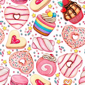 Tricoline Estampado Cozinha Doces e Cakes 50cm X 1.50Largura