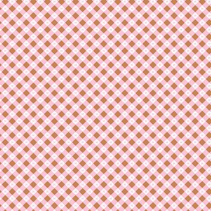 Tecido Tricoline Xadrez e Laço Rosa 50cm X 1.50L Largura