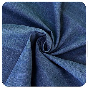 Tecido Fralda Lisa Mini Quadriculada Azul Jeans 50cm X 70Cm Largura