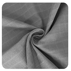 Tecido Fralda Lisa Mini Quadriculada Cinza 50cm X 70Cm Largura