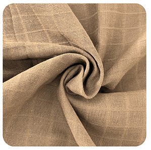Tecido Fralda Lisa Mini Quadriculada Caqui 50cm X 70Cm Largura